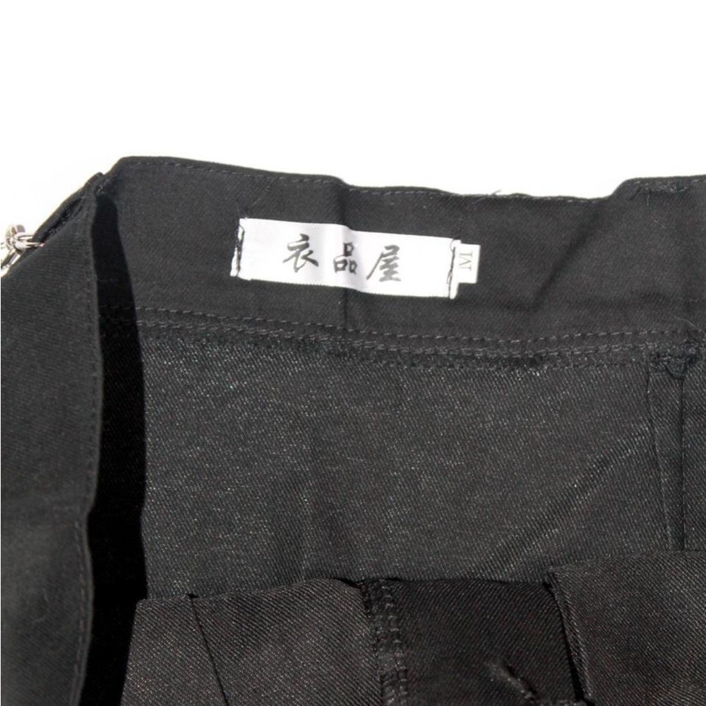 Black Mini Skirt with Grommet and Chain Detail - Picture 5 of 5